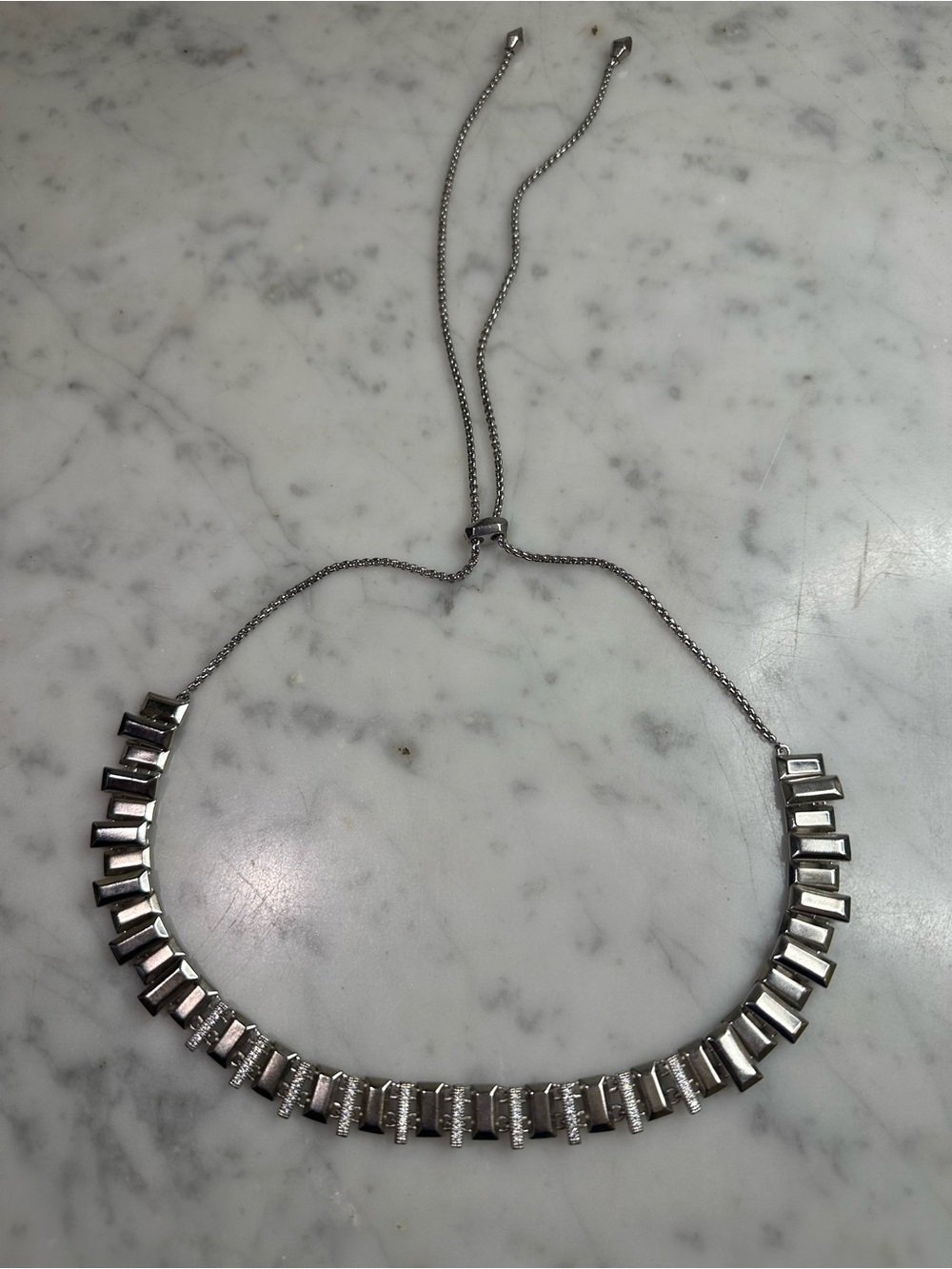 Kendra Scott Silver Geometric Pavé Statement Necklace